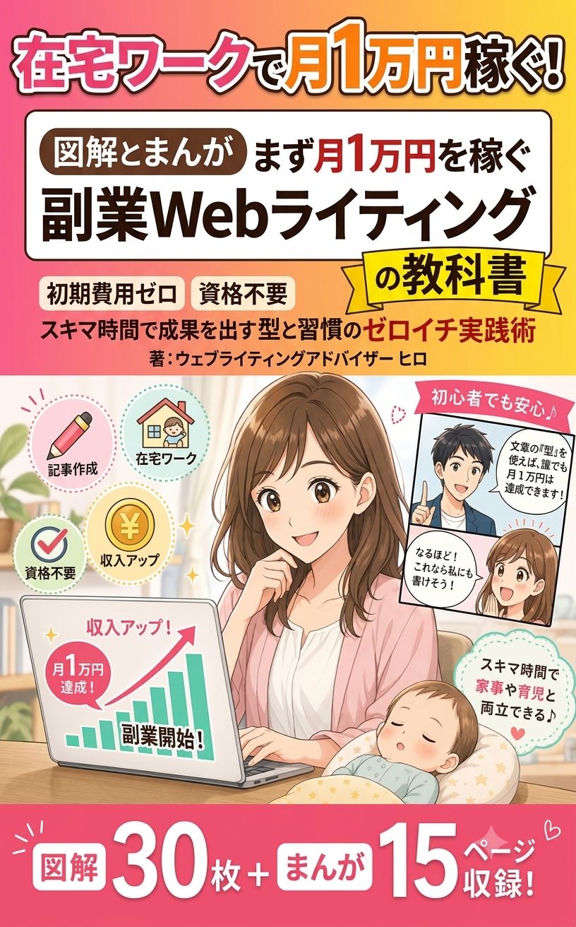 図解とまんが　まず月1万円を稼ぐ副業Webライティングの教科書 表紙